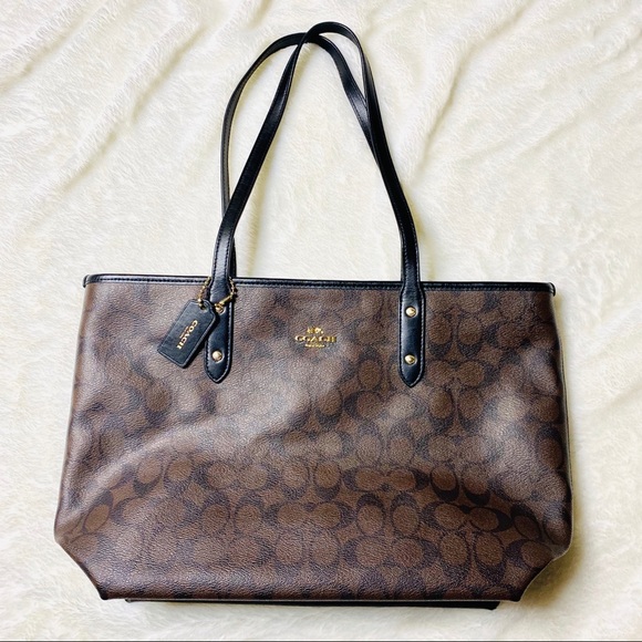 |Coach| Central Tote Bag in Brown Signature Canvas - Picture 1 of 10